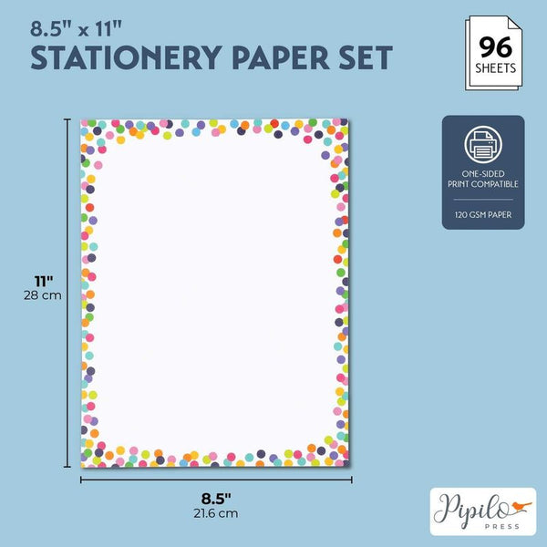 96 Sheets Decorative Confetti Stationary Paper for Classroom Awards,  Birthday Invitations, Computer (8.5 x 11 In)