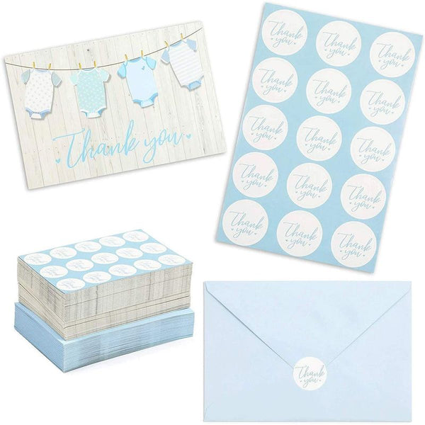 Airplane Baby Shower Thank You Cards and Envelopes (25 Pack) Boys Notecards  Stationery Set 4x6 - Paper Clever Party 