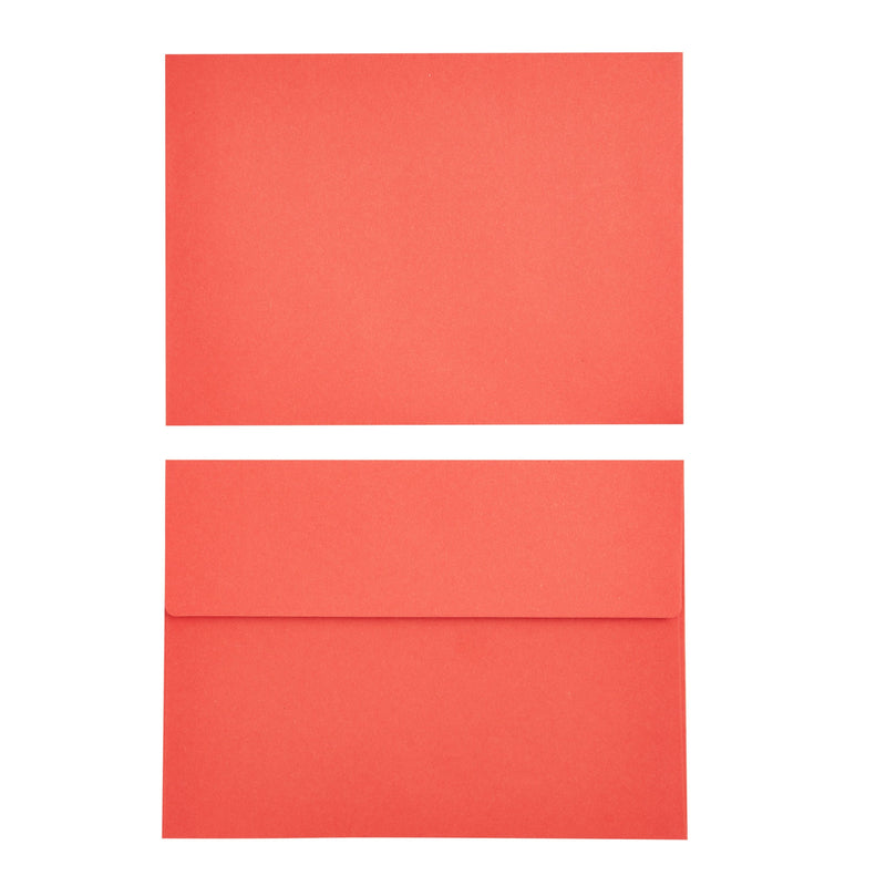 200-Pack 5x7-Inch Red Envelopes with Square Flap and Peel and Press Closure for For Birthday, Wedding, and Anniversary Party Invitations, Greeting Cards, Thank You Notes