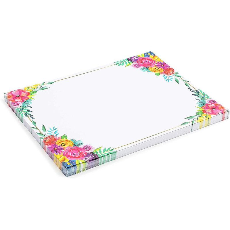 Floral Stationery Paper for Writing Letters, Printing (8.5 x 11 In, 100 Sheets)