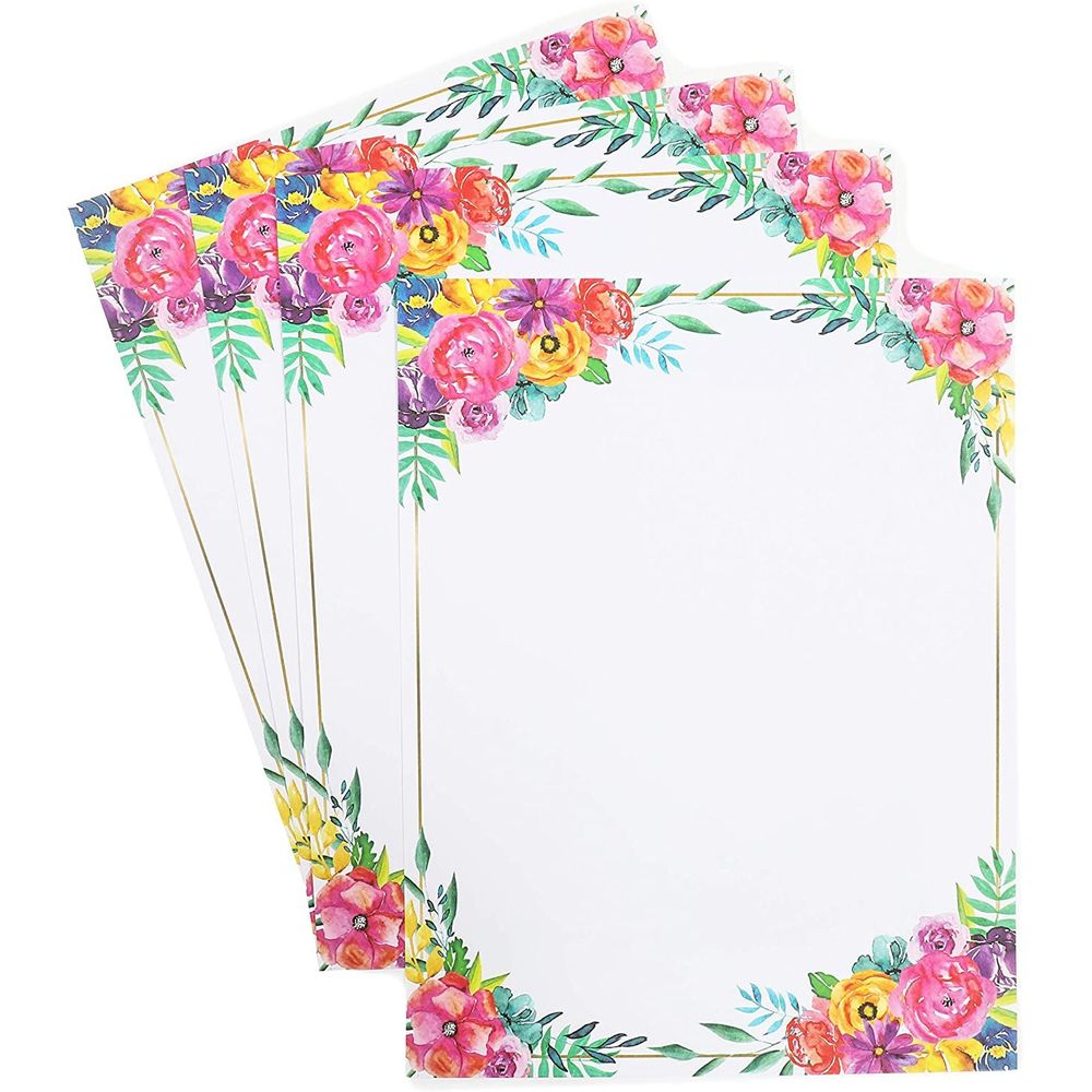 Personalized Folded Watercolor Floral Corner Stationery Set for