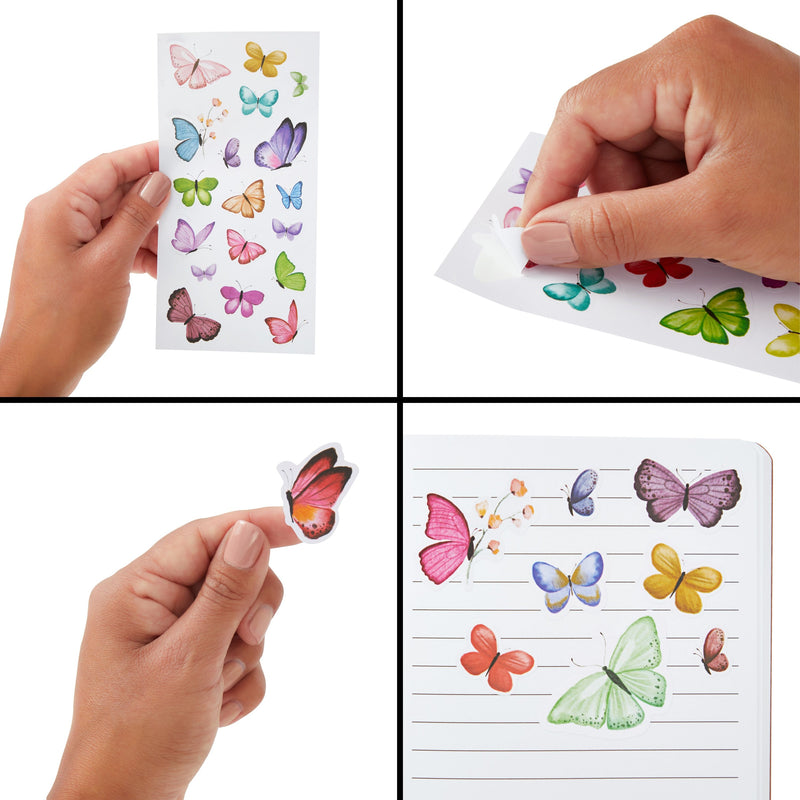36 Sheets Transparent Butterfly Stickers for Kids, Classroom Reward, DIY Crafts, Round, 9 Designs (1 In)