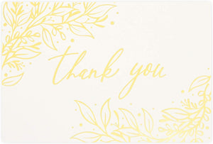 Gold Print Floral Thank You Cards with Rose Pink Envelopes (60 Pack, 4 x 6 In)