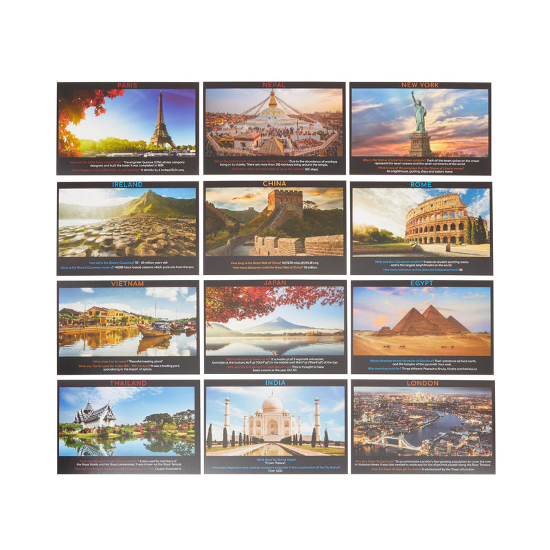 Travel Fun Fact Postcards for Kids, Cute Teacher Supplies (4x6 In, 40 Piece Set)