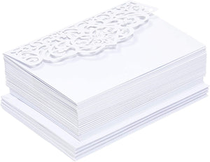 White Laser Cut Wedding Invitations with Envelopes (7.15 x 4.95 in, 24 Pack)