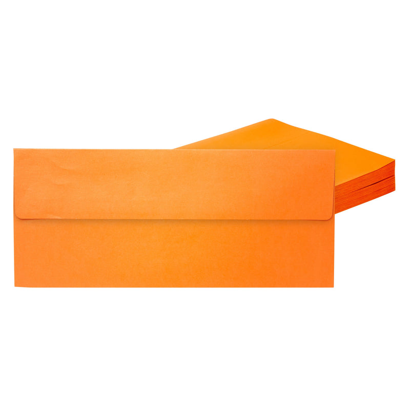 50 Pack #10 Orange Business Envelopes with Square Flap for Mailing, Shipping Supplies (4 1/8 x 9 1/2 In)