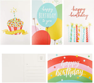 Happy Birthday Postcards Bulk Set with 4 Designs (4 x 6 Inches, 100 Pack)