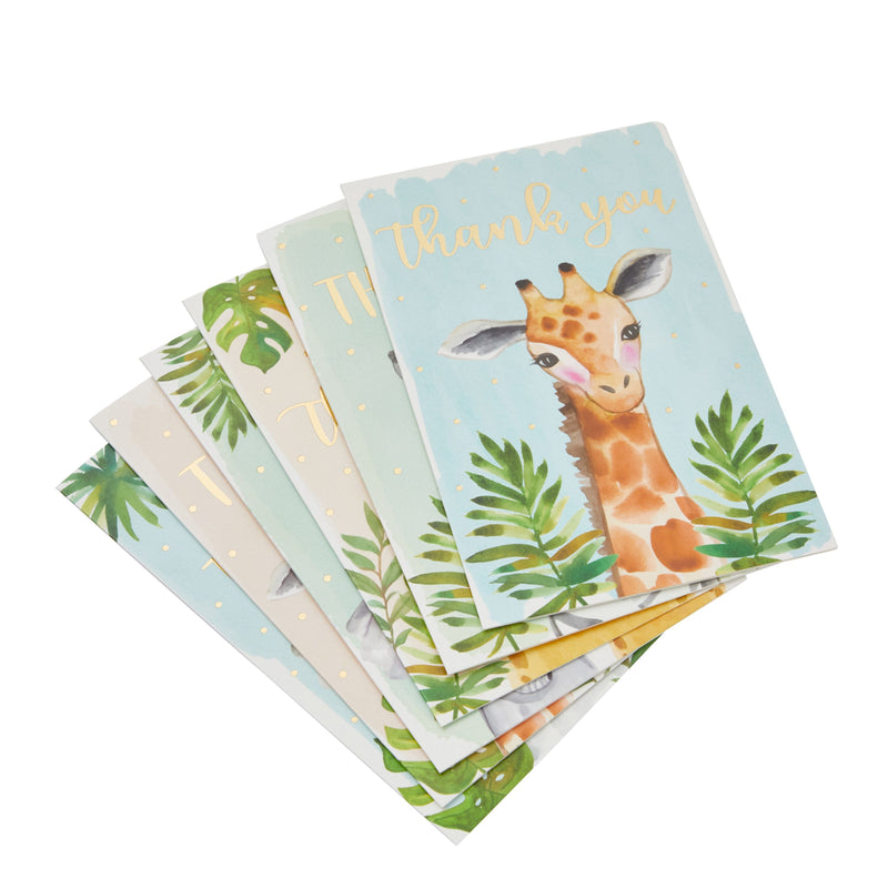 Safari Baby Shower Thank You Cards with Envelopes, Seal Stickers (4x6 In, 48 Pack)