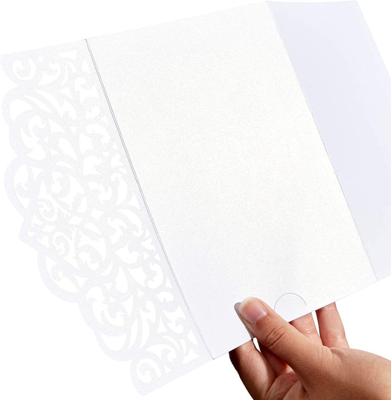 White Laser Cut Wedding Invitations with Envelopes (7.15 x 4.95 in, 24 Pack)