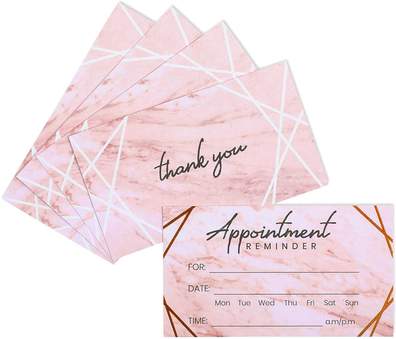 Appointment Reminder Cards, Marble and Rose Gold Foil Design (3.5 x 2 In, 100 Pack)