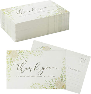 Sympathy Thank You Postcards, Blank (4 x 6 Inches, 100 Pack)