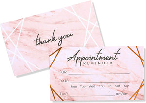 Appointment Reminder Cards, Marble and Rose Gold Foil Design (3.5 x 2 In, 100 Pack)