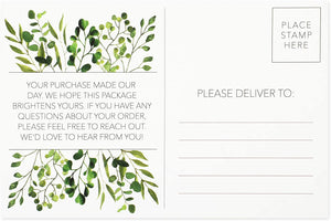 Thank You For Your Order Postcards, Green Floral (4 x 6 In, 48 Pack)