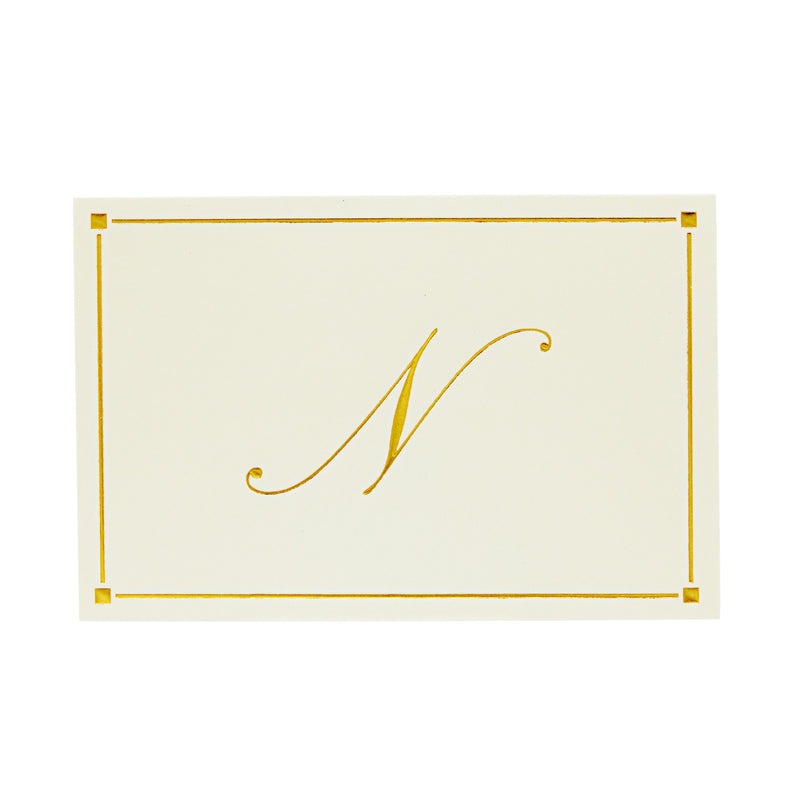 Gold Foil Letter N Personalized Blank Note Cards with Envelopes 4x6, Initial N Monogrammed Stationery Set (Ivory, 24 Pack)