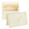 Gold Foil Letter A Personalized Blank Note Cards with Envelopes 4x6, Initial A Monogrammed Stationery Set (Ivory, 24 Pack)