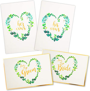 Wedding Vow Books with 2 Greeting Cards (Gold Foil, 4 Pieces)