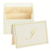 Gold Foil Letter I Personalized Blank Note Cards with Envelopes 4x6, Initial I Monogrammed Stationery Set (Ivory, 24 Pack)