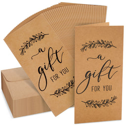 36 Pack Money Cards with Envelopes, A Gift for You Cards for Cash, Holiday's, Birthday's (Kraft Paper, 3.5 x 7.25 In)