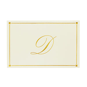 Gold Foil Letter D Personalized Blank Note Cards with Envelopes 4x6, Initial D Monogrammed Stationery Set (Ivory, 24 Pack)