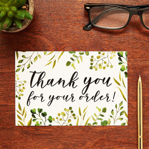 Thank You For Your Order Postcards, Green Floral (4 x 6 In, 48 Pack)