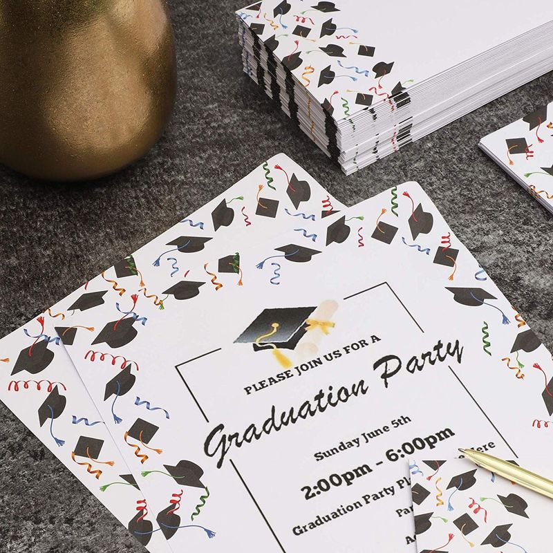 Stationery Paper and Envelopes Set, Graduation Party Supplies (8.5 x 11 in, 48-Pack)