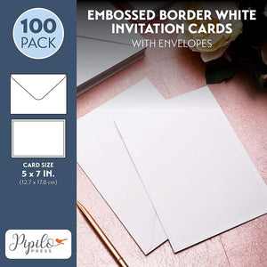 Blank Border Invitation Cards with Envelopes (5 x 7 in, 100 Pack)