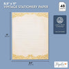 Vintage Lined Stationery Paper for Writing Letters, Ivory (8.5 x 11 In, 48 Sheets)