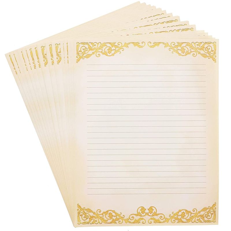 Vintage Lined Stationery Paper for Writing Letters, Ivory (8.5 x