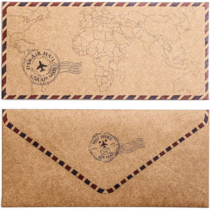 Vintage Stationery Paper Set and Envelopes in Travel Design (48 Sheets)