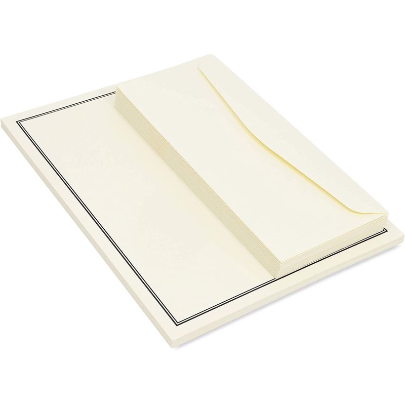 Vintage Lined Stationery Paper for Writing Letters, Ivory (8.5 x