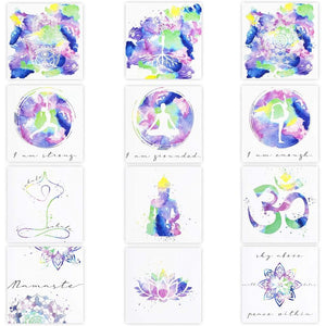 Meditation Chakra Posters Wall Decor (12 x 12 In, 12 Pack)
