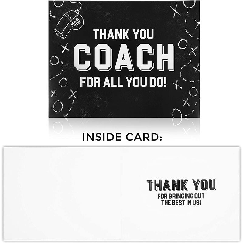 Jumbo Thank You Cards for Coaches with White Envelopes (11 x 8.5 Inches, 3 Pack)