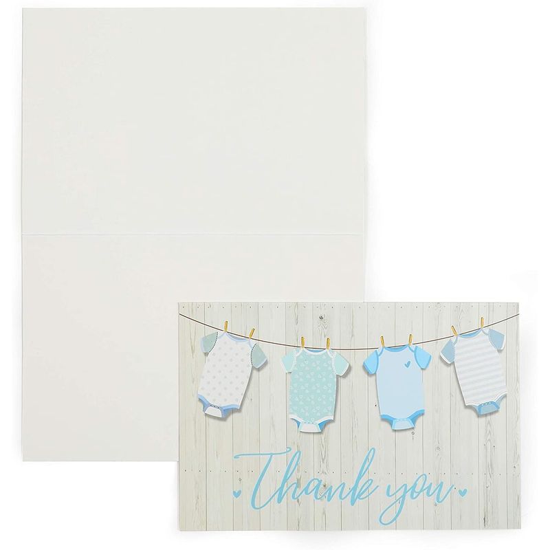 Boy Baby Shower Thank You Cards with Envelopes and Stickers (6 x 4 In, 60 Pack)