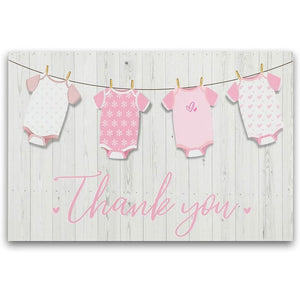 Girl Baby Shower Thank You Cards with Envelopes and Stickers (6 x 4 In, 60 Pack)