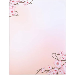 Cherry Blossom Letter Writing Stationery (Pink, 8.5 x 11 In, 100 Sheets)