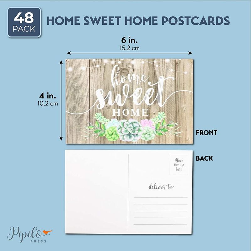 Rustic Home Sweet Home Postcard Set (6 x 4 In, 48 Pack)