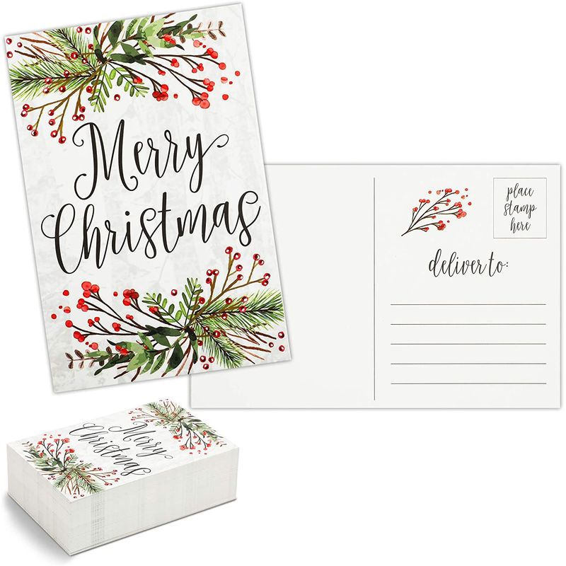 Merry Christmas Postcards, Blank Notecards (4 x 6 Inches, 96 Pack) – Pipilo  Press
