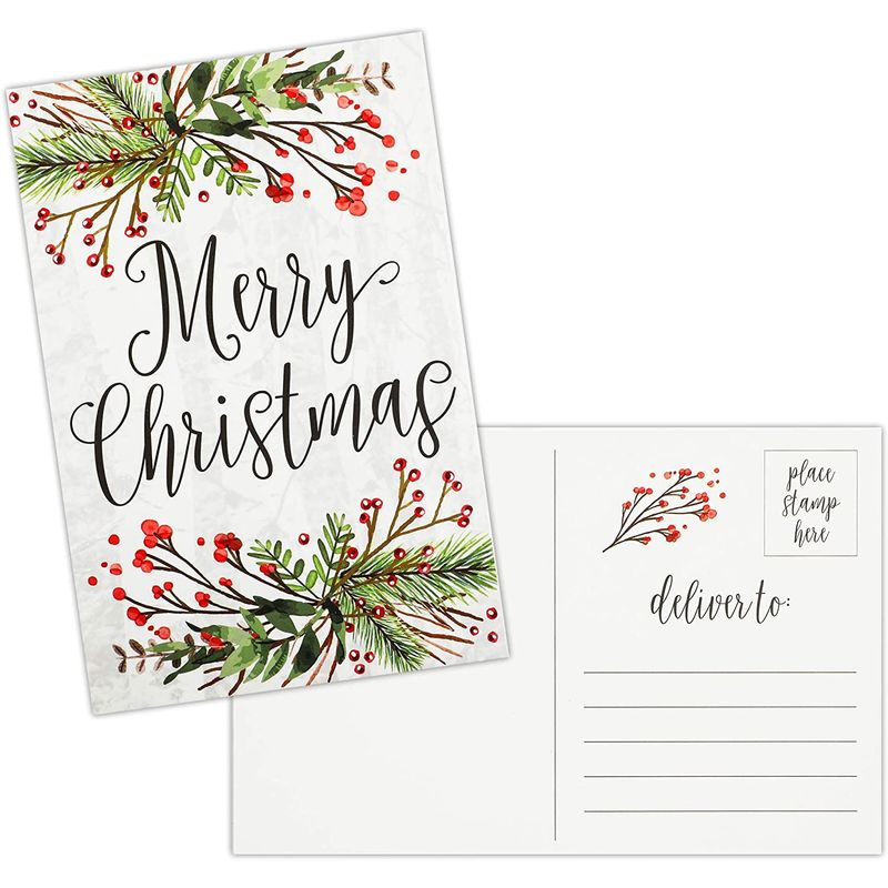 Merry Christmas Postcards, Blank Notecards (4 x 6 Inches, 96 Pack) – Pipilo  Press