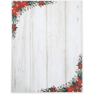 Poinsettia Christmas Stationery Printer Paper (Letter Size, 100 Sheets)