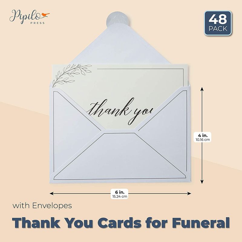 Sympathy Thank You Cards with Envelopes and Stickers (4 x 6 In, 48 Inches)