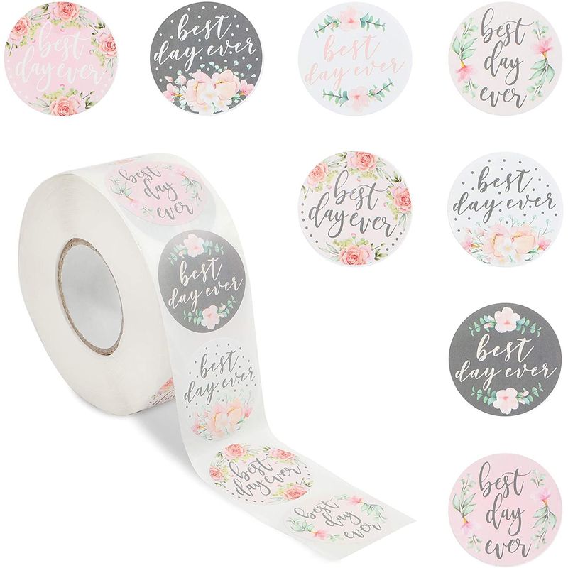 Pink Floral Stickers Roll, Best Day Ever (1.5 Inches, 1000 Pieces) – Pipilo  Press