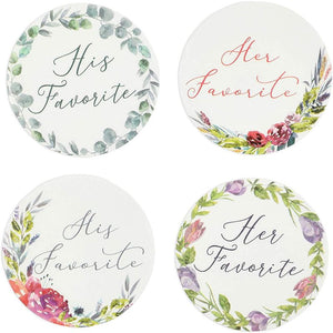 His Favorite Her Favorite Floral Round Stickers for Weddings (1.5 in, 1000 Pieces)