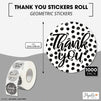 Geometric Thank You Stickers Roll (Black, White, 1.5 in, 1000 Pack)