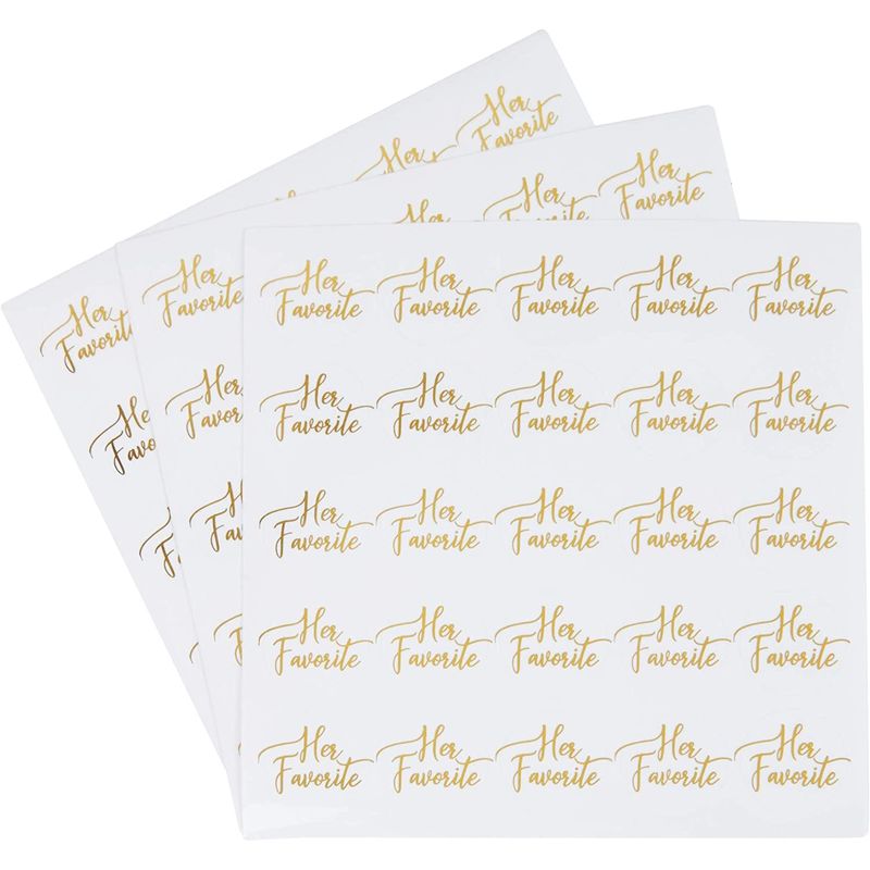 Gold Foil Stickers for Weddings, His Favorite, Her Favorite (1 in, 200 Pieces)