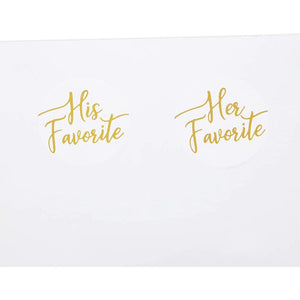 Gold Foil Stickers for Weddings, His Favorite, Her Favorite (1 in, 200 Pieces)