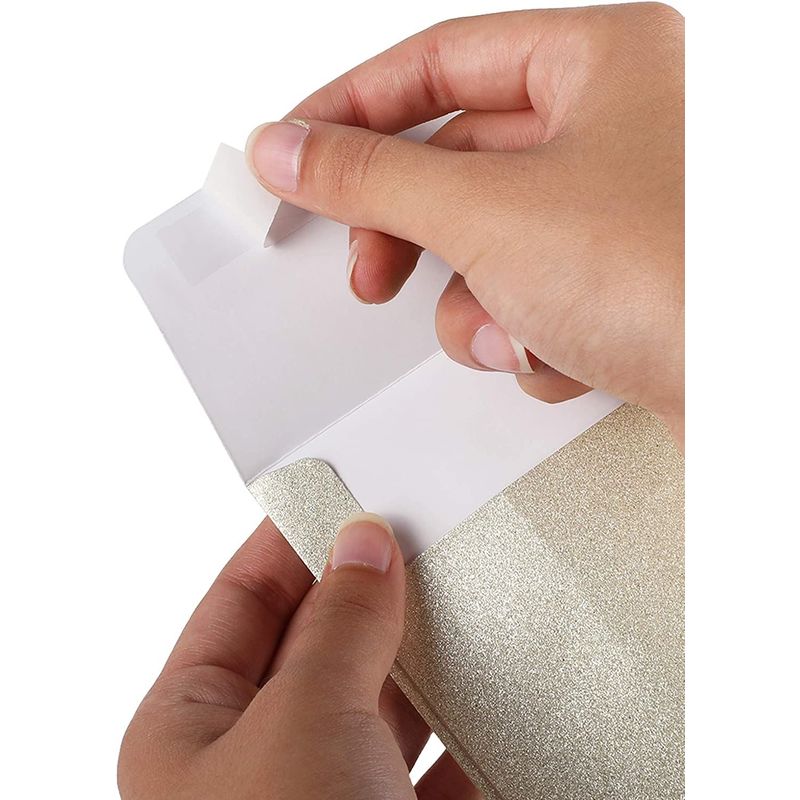 A2 Self Sealing Envelopes for Invitations and Weddings (Gold Glitter, 50 Pack)