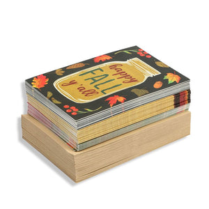 Happy Thanksgiving Cards with Kraft Envelopes (4 x 6 In, 3 Designs, 48 Pieces)