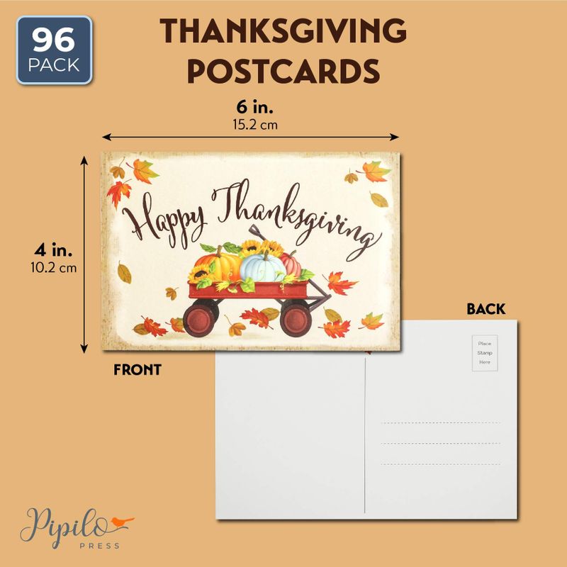 Happy Thanksgiving Postcards, Fall Postcard Set (6 x 4 In, 96 Pack)