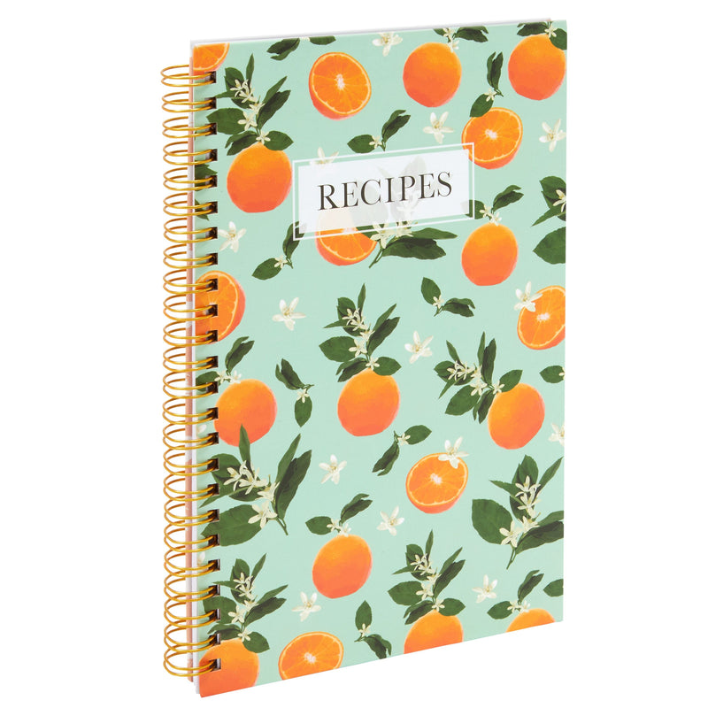 Blank Recipe Book to Write Your Own Recipes, 120 Pages, 8 Sections, Floral and Orange Theme, Laminated Hardcover (5.5 x 8.5 In)