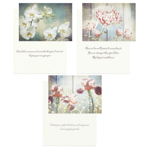 Floral Sympathy Cards with Envelopes for Funeral, Memorial, Condolence, 6 Designs (5 x 7 In, 24 Pack)
